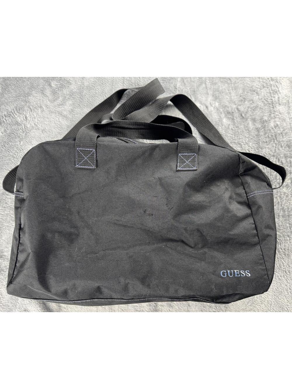 Guess Black Nylon Travel Gym Duffle Bag Carry-On with Handles and Shoulder Strap